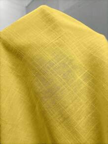 EMERY ROSE 女士简约纯色纽扣宽松袖口衬衫 女士休闲春季宽松纽扣衬衫 女士纽扣衬衫 女士夏季衬衫 亚麻纽扣衬衫 女士黄色亚麻衬衫 - 黃色 - 查看 7