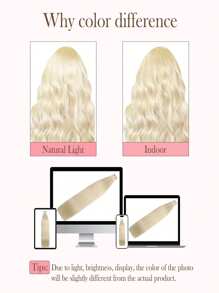 Seamless Clip Ins 丰盈发片 55克 1片 613# 漂白金发 100% 高品质毛鳞片顺滑 Remy 真人发 无痕 PU 夹式接发片 - S613 - 查看 5