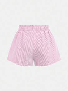 SHEIN 3pcs/Set Tween Girls Casual Striped Shorts Set With Elastic Waistband, School, Campus, College