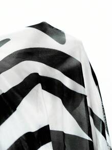 Roylia Zebra Print Fashion Black & White Long Sleeve Shirt And Pants Casual Suit For Women,White Animal Print,Autumn,Chic,Party Night Summer Holiday - Black and White - View 7