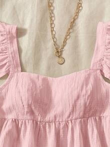 SHEIN Áo sơ mi vải họa tiết chữ A tay bồng màu hồng cho bé gái, thích hợp cho kỳ nghỉ, lễ hội âm nhạc, phong cách Boho, ngày lễ, tiệc trà chiều Áo babydoll Áo babydoll Áo babydoll màu hồng Áo babydoll mùa hè Áo babydoll nhún bèo Áo babydoll dễ thương Áo babydoll nhún bèo màu hồng - Hồng - Xem 5