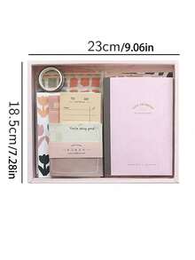 SHEIN 122pcs Material Bullet Journal Gift Box Pink A6 Journal Notebook Material Paper Stickers Tape Cute & Minimalist INS Style Bullet Journal Gift Box For Gifting