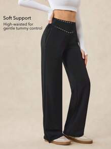 OutZeal 女士运动黑色长裤，日常休闲居家穿着舒适，采用柔软弹力莫代尔面料，高腰设计，带侧袋。