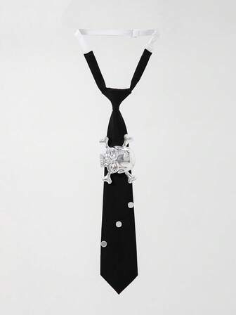 Grunge Punk 1pc Women's Fashion Skull Decor Necktie