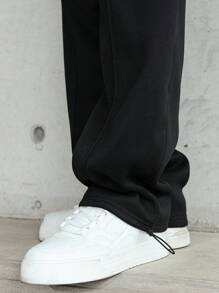 PAVTROS 男士字母印花抽绳腰袋宽松休闲运动裤 - 黑色 - 查看 7