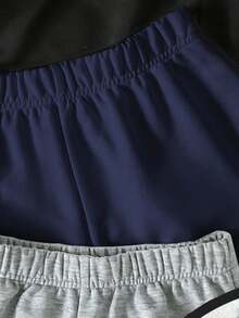 SHEIN 3pcs/Set Teen Girls' Black, Navy, Gray Elastic Waist Knit Loose Shorts, Versatile Casual Shorts For All Seasons, Back To School, Loungewear Kids Comfy Shorts Shorts For Girls 3 Packs Shorts Kids Athletic Shorts Girls Sports Shorts Girls Shorts Girls Athletic Shorts