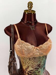 Amplova 蕾丝杯细节热带花卉网眼紧身迷你连衣裙 - 彩色 - 查看 4