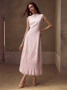 MOTF PREMIUM ĐẦM DÀI KHÔNG TAY, VÁY REN ĐẦM LỚP, CÓ TAY, CÓ VÁY TAY - Hồng - Xem 2