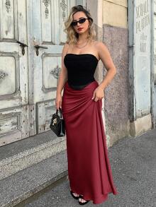Jeta Ari Saia Maxilar Godê Sólida para Roupas de Ano Novo - Vermelho - Visão 4