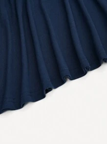 Sweetra 大码女式优雅不对称领纯色迷你连衣裙，适合通勤 - 藏蓝色 - 查看 6