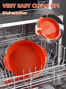 SHEIN Basic living 1 pieza Molde para pastel redondo de silicona antiadherente de 9 pulgadas, forro de cocina para freidora de aire, papel para freidora de aire, freidora de aire - Rojo - Ver 8
