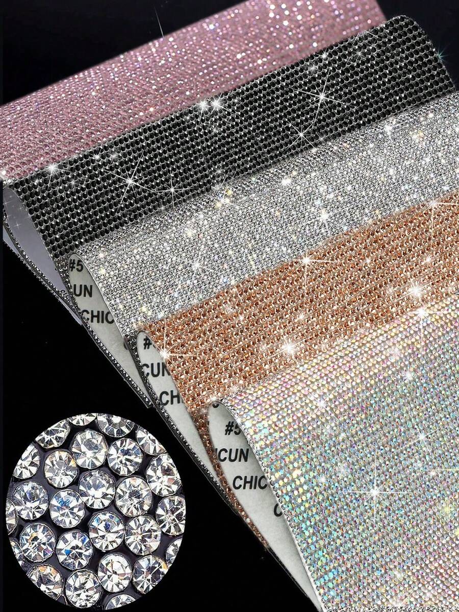 闪亮钻石贴纸彩色 DIY 可定制可切割自粘胶带，适用于镜子、汽车、服装、礼品派对、家居装饰、收音机、书籍、水钻、闪光装饰工艺品，供应优质时尚配饰