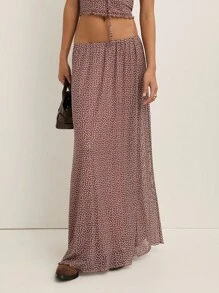 Nöista Polka Dot Brown Set For Women With Delicate Straps, All-Over Micro Print, And A Ruched Bodice With Drawstring Detail. The Flowy Silhouette And Lightweight Material Make It Perfect For A Summer Look. - Brown - View 6