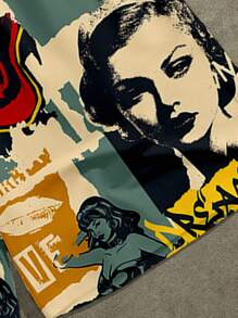 Manfinity ZONE917 Men's Vintage Portrait Graphic T-Shirt Set, Relax Letter Design, Men's Summer Outfit - Multicolor - View 4