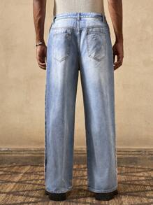 AKNOTIC Men's Woven Casual Loose Fit Solid Color Elastic Waist Straight Leg Pants