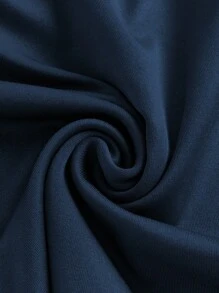 SHEIN BASICS Solid Color Halter Neck Top/Summer - Navy Blue - View 3