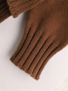 Franclia 两件套休闲宽松纯色长袖毛衣套装，白色针织衫，适合大学校园穿着，美拉德风格，秋冬女装 - 棕色 - 查看 6