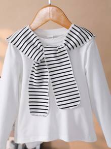 Set di top a collo alto casual tinta unita e pantaloni a zampa d'elefante a righe con shawl a strisce