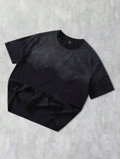 Grunge Punk Short et t-shirt à manches courtes pour hommes avec un travail de pointillés fin, convenant pour le port quotidien au printemps et en été