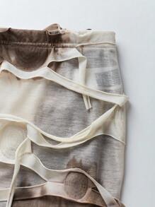 EgrlEra 女士时尚夏季酷炫风格音乐节破洞设计上衣和裙子两件套 Y2K 服装