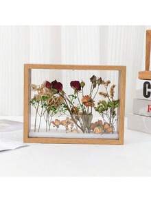 SHEIN 1PC Natural Double Sided Transparent Hollow Shadow Box Picture Frame Display Box Eye Shadow Box With Organic Glass And Density Board 4cm/1.57in Deep, Multi-Scene Use, Hangable And Placeable Suitable For DIY, Displaying Dried Flower, Photo, Handicraft, Birthday, Wedding, Anniversary, Graduation And Festival Gifts, Etc. (Excluding Any Items And Accessories Inside The Frame, Only Selling The Frame, Pictures Are For Reference Only) - log color - View 3