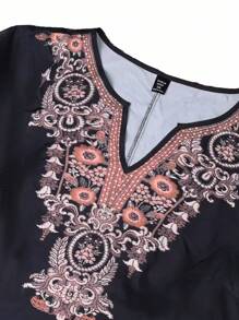 EMERY ROSE Plus Size Women's Vintage Style Embroidery Simple Daily Wear Dress