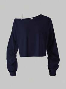 Sparklyn 休闲时尚斜肩长袖灰色T恤，适合青少年女孩秋冬季穿着