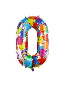 1pc Number Shape Aluminum Decorative Balloon, Creative For Party Decoration - Multicolor - View 3