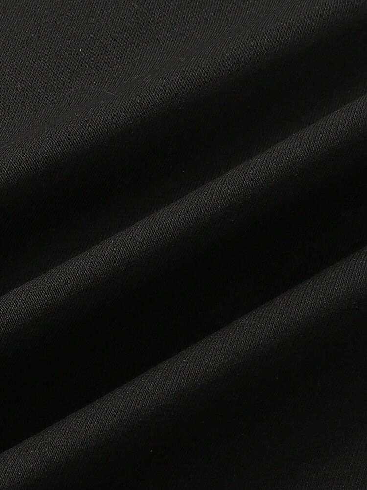 ROMWE MEN Goth 男士夏季休闲撞色印花无袖背心 - 黑色 - 查看 4