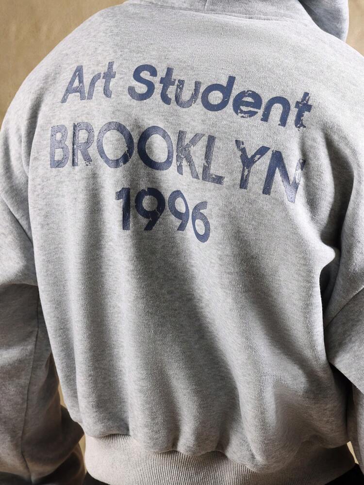 Oversized Crop Hoodie With Art Student Brooklyn Print