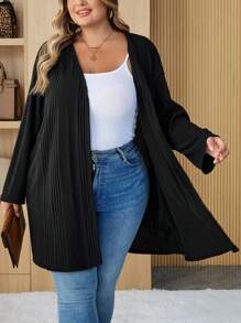 SHEIN CURVE+ Quần áo Curve Plus Size/Mùa thu/Mùa thu dành cho nữ/Mùa đông Áo khoác dệt kim gân đen cỡ lớn, Trang phục ngày lễ, Mùa thu/Đông Áo khoác cardigan cỡ lớn dành cho nữ 8xl Áo khoác ngoài cỡ lớn dành cho nữ 6xl Quần áo cỡ lớn dành cho nữ Quần áo Curvy Plus Quần áo mùa thu dành cho nữ, Mùa đông, CURVE PLUS/Mùa thu/Mùa đông - màu đen - Xem 7