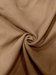 Elenzga Áo khoác dài cổ bẻ tay raglan hai hàng khuy xẻ tà buộc dây cho nữ - Màu Khaki - Xem 7