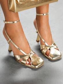 CUCCOO SZL Giày cao gót thanh lịch dành cho nữ, thích hợp khi đi làm, hẹn hò, tiệc tùng, đám cưới, ngày lễ - Vàng - Xem 10