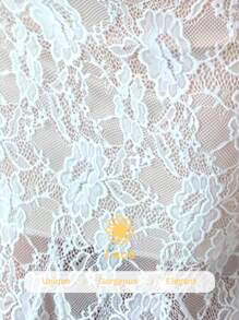 Elenzga 新款女式斜肩镂空蕾丝针织面料度假休闲日常百搭优雅修身年轻女士连衣裙，白色连衣裙 - 白色 - 查看 7