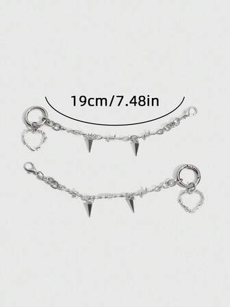 2pcs Gothic Punk Style Dark Thorn Heart Chain DIY Shoe Decorations, Add Mysterious Vibe To Your Shoes, Suitable For Women And Men - Compact, Delicate, Multifunctional Fashion Item, Halloween Holiday Shoe & Boot Decor