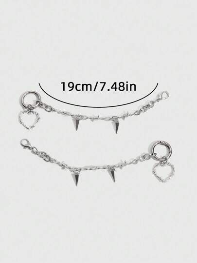 Goth 2 piezas Decoraciones de cadena con corazón de espina estilo gótico punk oscuro para DIY en zapatos, agrega un toque misterioso a tus zapatos, adecuado para mujeres y hombres - Compacto, delicado, artículo de moda multifuncional, decoración de zapatos y botas para Halloween y días festivos