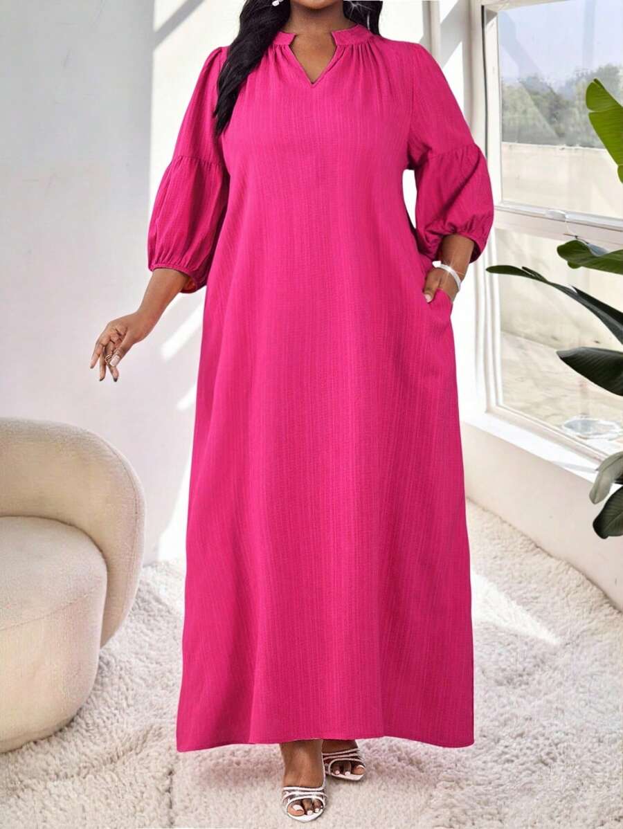 SHEIN Lady 秋冬工作绿色缺口蝙蝠袖长袍连衣裙大码连衣裙度假装女士沙滩装女士海滩度假沙滩裙婚礼宾客礼服女士商务休闲女士舞会礼服女士休闲礼服