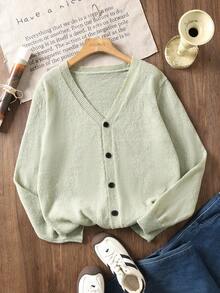 Teenager (Male) Solid Color Minimalist Casual Cardigan Kids Cardigan Kids Sweater V Neck Cardigan Girls Cardigan Sweater Sage Green Cardigan Button Down Cardigan V Neck Cardigan Kids Knit Cardigan Kids Sage Green Cardigan Kids Fall Winter Knit Sweater Sweater For Tweens Sweaters For Teen Boys