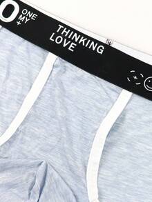 SHEIN 男士字母提花镂空性感内裤 - 淺藍色 - 查看 4