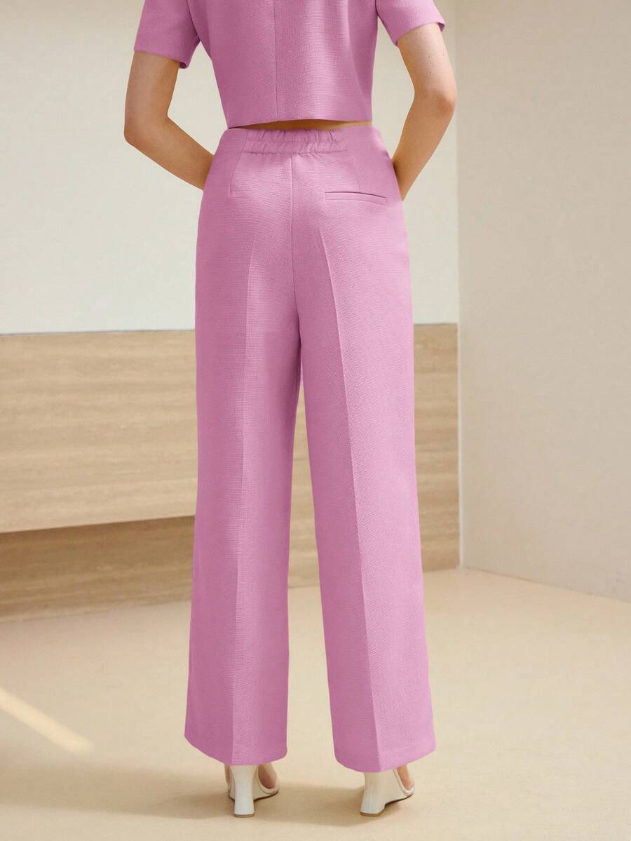 MOTF STUDIO Pantalon de costume avec fermeture éclair latérale et pli pressé - Rose bonbon - Voir 2