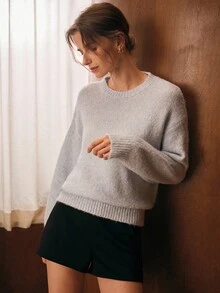 MOTF PREMIUM LIGHTWEIGHT OVERSIZED ROUND NECK SWEATER, AUTUMN/WINTER - Blue - View 4