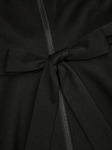 SHEIN Plus Size Solid Color Women Ruffled Hem Hooded Elegant Jacket Winter Fall Autumn - Black - View 7