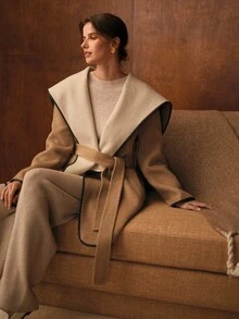 MOTF PREMIUM WOOL CONTRAST TRIM OVERCOAT - Khaki - View 8