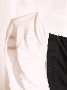 SHEIN MOD Vestido de moda con diseño de botones, mangas abullonadas y cuello cuadrado 2 en 1 para mujer