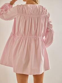 Aralina Váy ngắn tay dài họa tiết boho vintage thường ngày thu/đông dễ thương cho nữ, hoàn hảo cho trang phục sinh nhật và trang phục hòa nhạc đồng quê cho nữ - Hồng - Xem 2