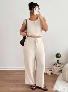 SHEIN Frenchy Damen Große Größen Spitze Patchwork Flügelärmel Lässig 2-Teiler Set, modischer Lässig stil für den Alltag, marineblau Ausgehsets