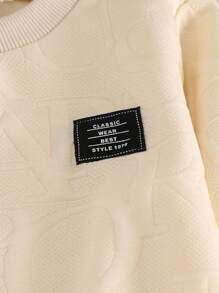 SHEIN Explorewe 2pcs/Set Young Girls Jacquard Knit Long Sleeve Casual Crew Neck Top And Elastic Cuff Pants Set, Autumn/Winter - Apricot - View 7