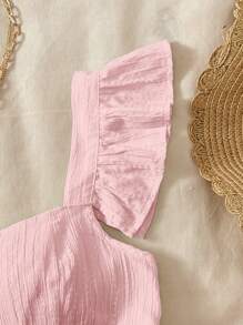 SHEIN Áo sơ mi vải họa tiết chữ A tay bồng màu hồng cho bé gái, thích hợp cho kỳ nghỉ, lễ hội âm nhạc, phong cách Boho, ngày lễ, tiệc trà chiều Áo babydoll Áo babydoll Áo babydoll màu hồng Áo babydoll mùa hè Áo babydoll nhún bèo Áo babydoll dễ thương Áo babydoll nhún bèo màu hồng - Hồng - Xem 4