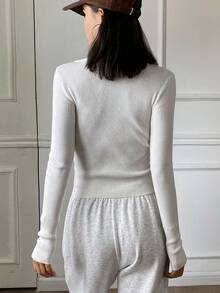 DAZY Women's V-Neck Lace Patchwork 2 In 1 Long Sleeve Sweater Fall - White - View 5