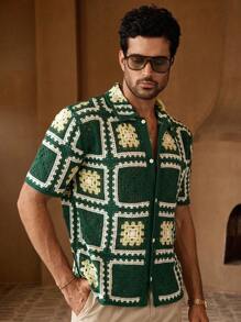 Manfinity BRENVOR 男士休闲宽松三色落肩短袖开衫，适合秋冬